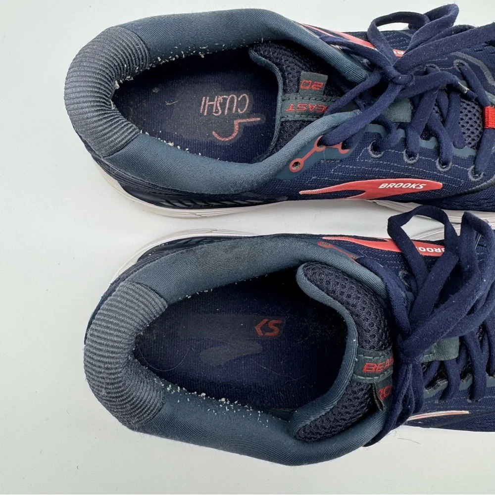 Brooks Beast 20 Navy Blue/Red Athletic Sneaker Size 10 - Picture 10 of 12